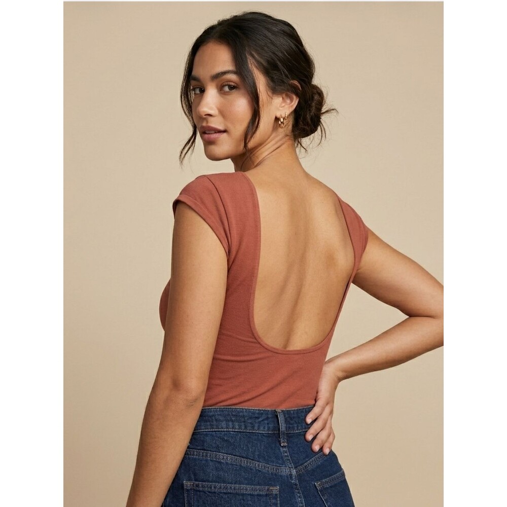 Intimately Free People Seamless Scoop Back Tee Terracotta Size Large Boho Chic
